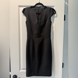 French Connection Black Sheath Mini Dress V-Neck Flutter Sleeves